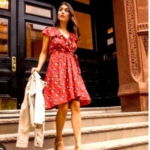 Anthropologie red summer dress with ruffle detail. Size 14. Brand new with tags